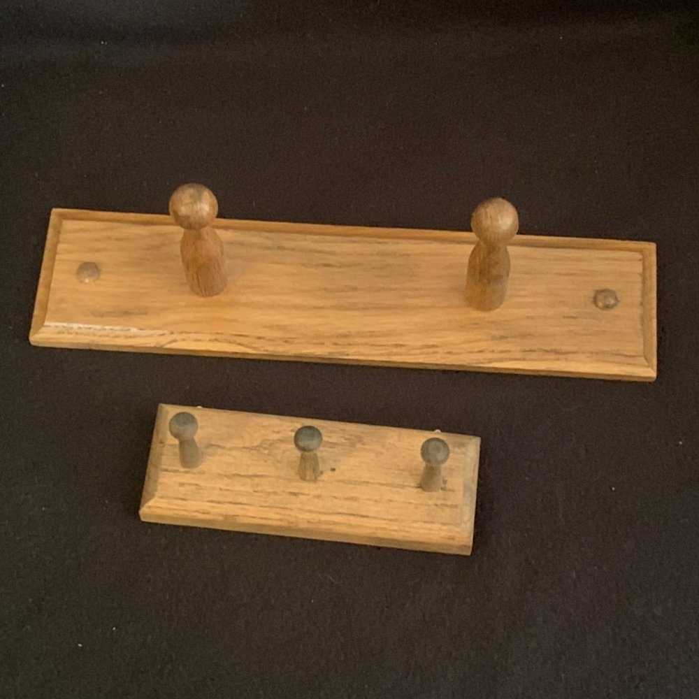Two (2) Solid Wood Wall Peg Boards
